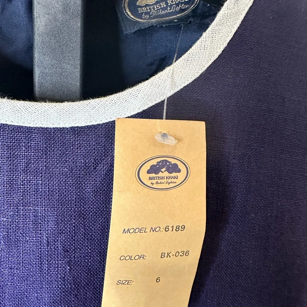 Vintage 1980’s British Khaki 100% Linen Dress with Tags!! size 6 - Picture 4 of 7